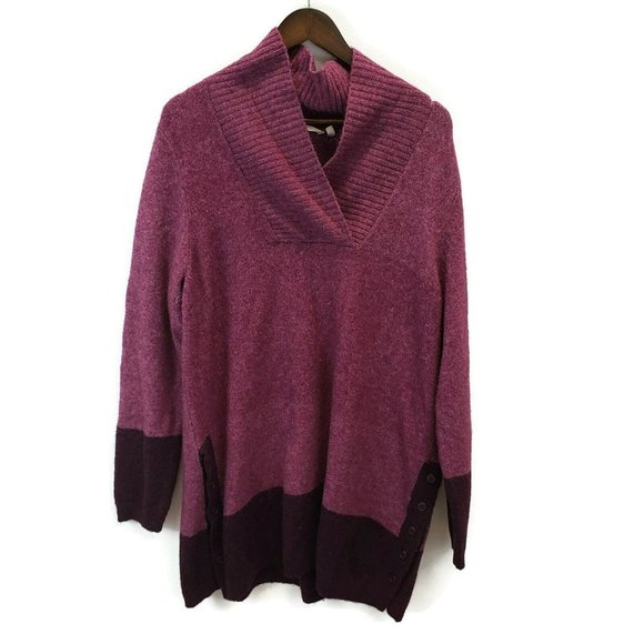 Soft Surroundings Dresses & Skirts - Soft Surroundings Womens Wool Blend Sweater Dress Size XL Pink Colorblock Button
